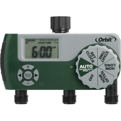 Orbit 56082 Programmable Hose Faucet Timer, 3 Outlet Green