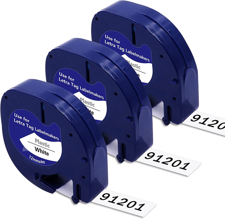 White Plastic letratag tape