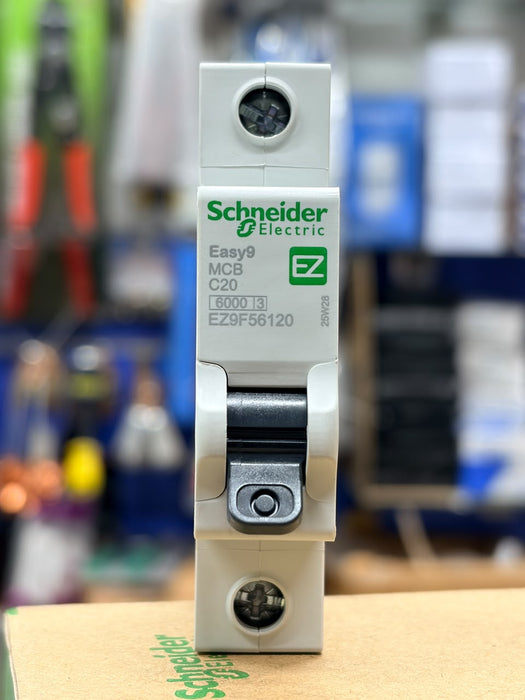 SCHNEIDER ELECTRIC EASY 9MCB MINIATURE CIRCUIT BREAKER  (MODEL EZ9F56120 OR SIMILIAR  C2PR/C20 20A SINGLE-POLE UNIT