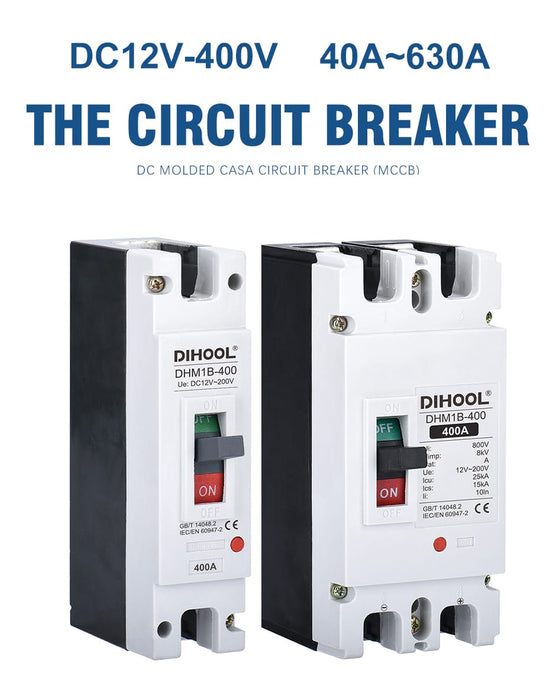 DC 12V 24V 48V 72V MCCB 125A 100A 200A 250A 300A 400A