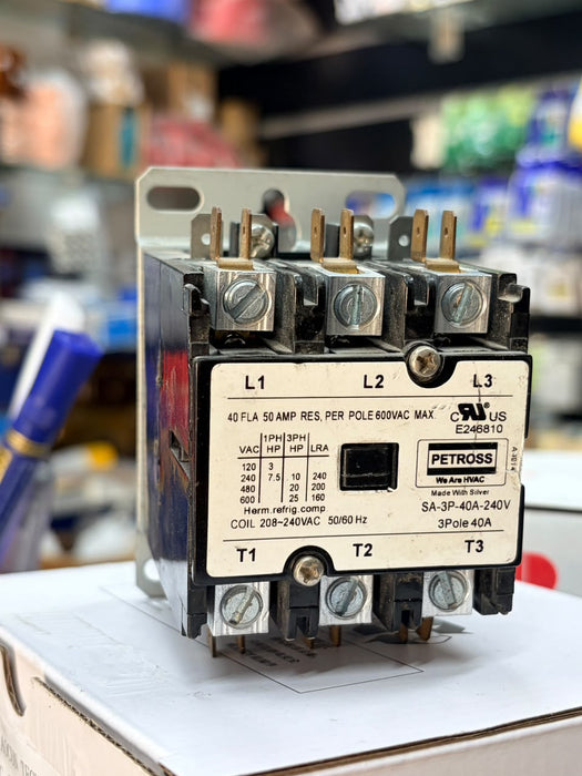 PETROSS SA-3P-40A-240V 3-POLE 40 Amp DEFINITE PURPOSE CONTACTOR