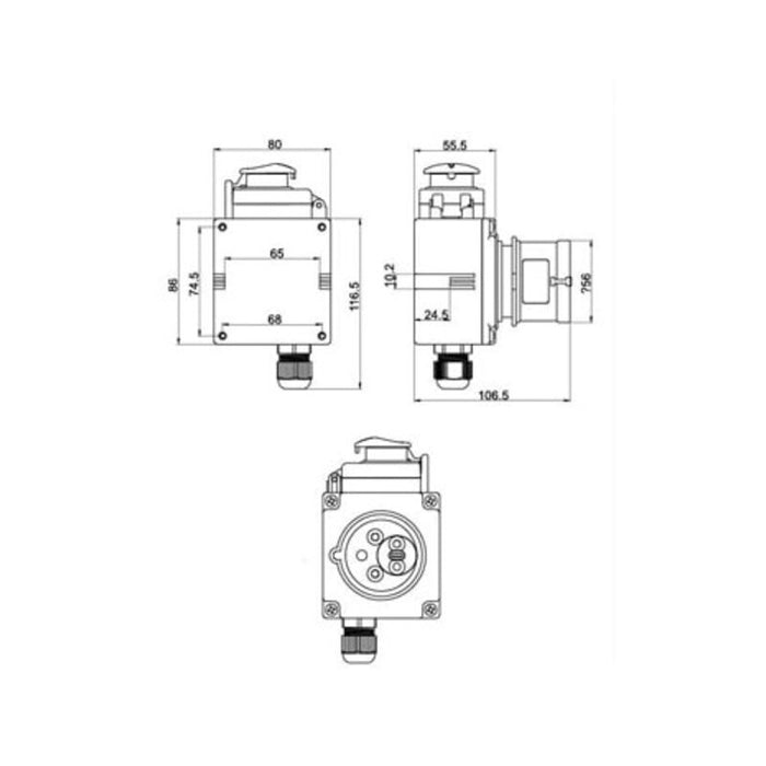 Switch Plug DZ08-3 400V with emergency stop KOA7