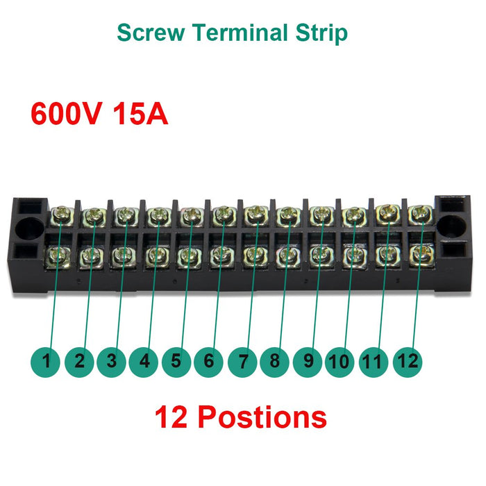 Terminal Block 12 Positions 600V 15Amp