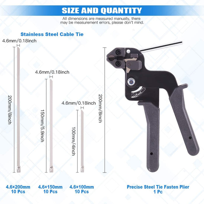 Stainless Steel Cable Tie Gun Tool for Tension and Cutting up to 12MM
