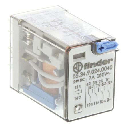 Finder 4PDT Relay Plug In, 24VDC