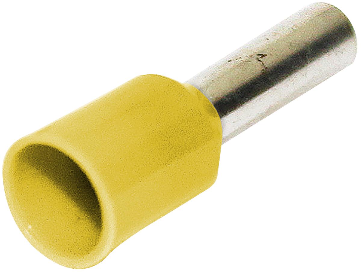 Insulated Bootlace Lug Cable Ferrules Pin Type 0.75mm Yellow