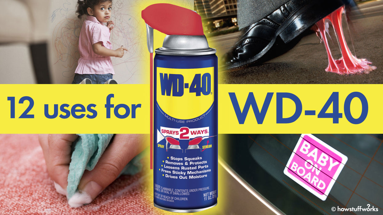 WD-40 Multi-Use Product protects metal from rust and corrosion, penetrates stuck parts, displaces moisture